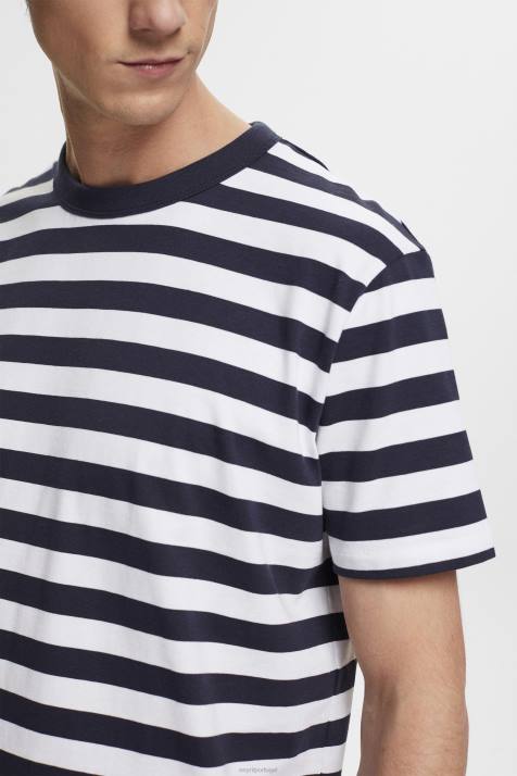 Camisetas marinha homens Esprit camiseta listrada com gola redonda NBHL721