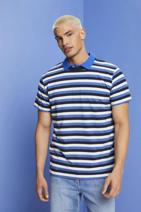 Camisetas marinha homens Esprit camiseta listrada em jersey, 100% algodão NBHL736