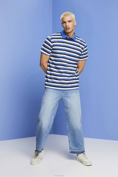 Camisetas marinha homens Esprit camiseta listrada em jersey, 100% algodão NBHL736