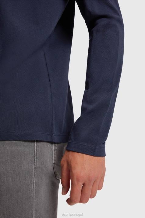 Camisetas marinha homens Esprit camiseta regular de jérsei sólido NBHL860