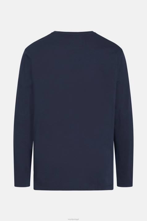 Camisetas marinha homens Esprit camiseta regular de jérsei sólido NBHL860