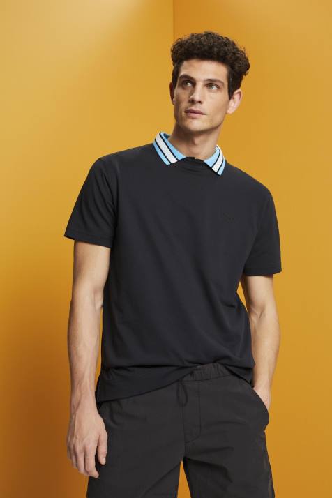 Camisetas preto homens Esprit camiseta com logo, 100% algodão NBHL668