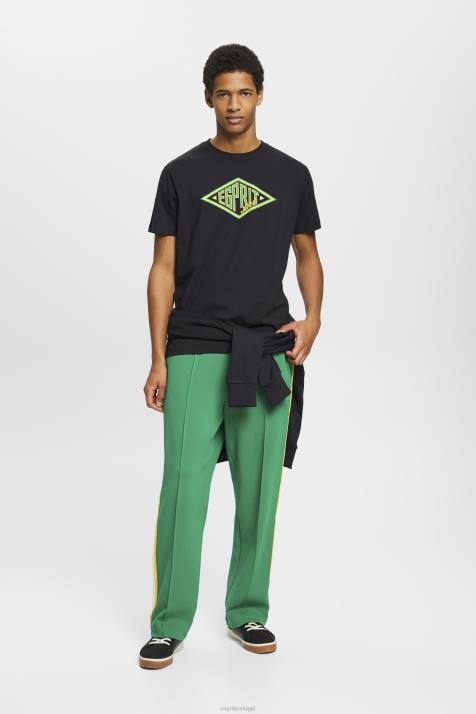 Camisetas preto homens Esprit camiseta de algodão com estampa de logo NBHL623