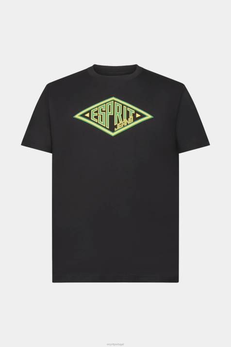 Camisetas preto homens Esprit camiseta de algodão com estampa de logo NBHL623