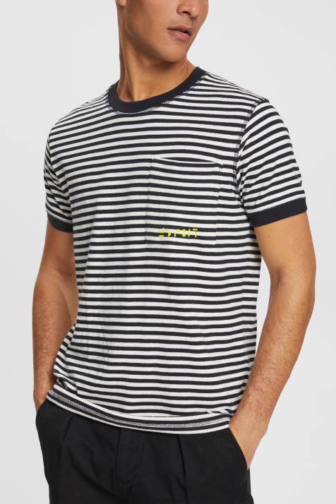 Camisetas preto homens Esprit camiseta listrada de malha NBHL898