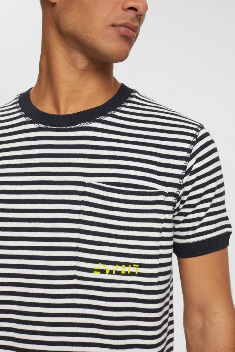 Camisetas preto homens Esprit camiseta listrada de malha NBHL898