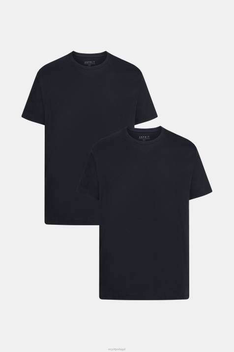 Camisetas preto homens Esprit pack de duas camisetas de algodão com gola redonda NBHL855