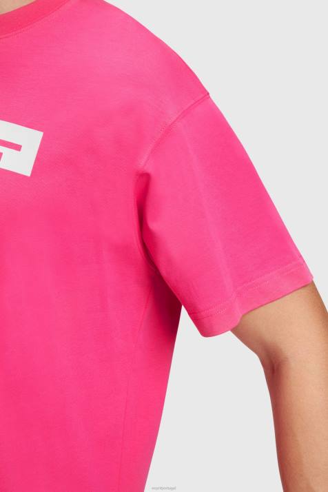 Camisetas rosa fúcsia homens Esprit camiseta com aplique de logo e brilho fosco NBHL619