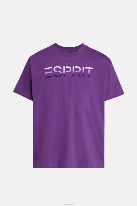 Camisetas roxo escuro homens Esprit camiseta com aplique de logo flocado no peito NBHL610