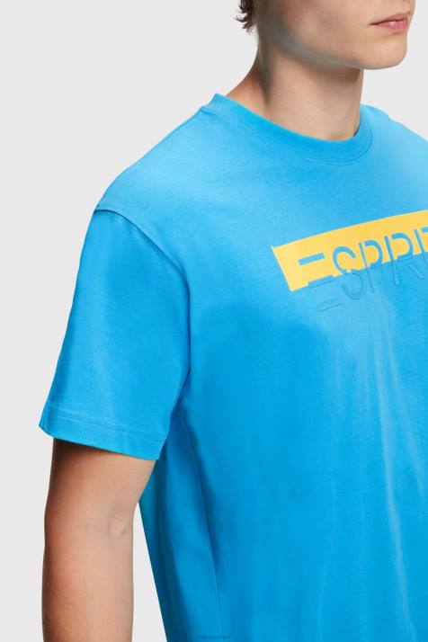 Camisetas turquesa homens Esprit camiseta com aplique de logo e brilho fosco NBHL618