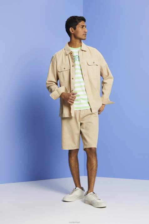 Camisetas verde cítrico homens Esprit camiseta listrada de algodão sustentável NBHL742