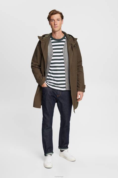 Camisetas verde escuro homens Esprit camiseta listrada com gola redonda NBHL769