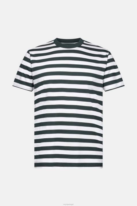 Camisetas verde escuro homens Esprit camiseta listrada com gola redonda NBHL769