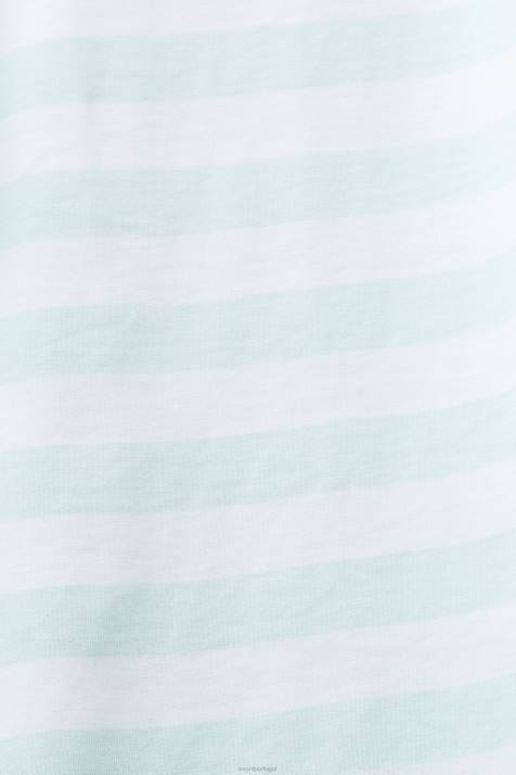 Camisetas verde água claro homens Esprit camiseta listrada com gola redonda NBHL770