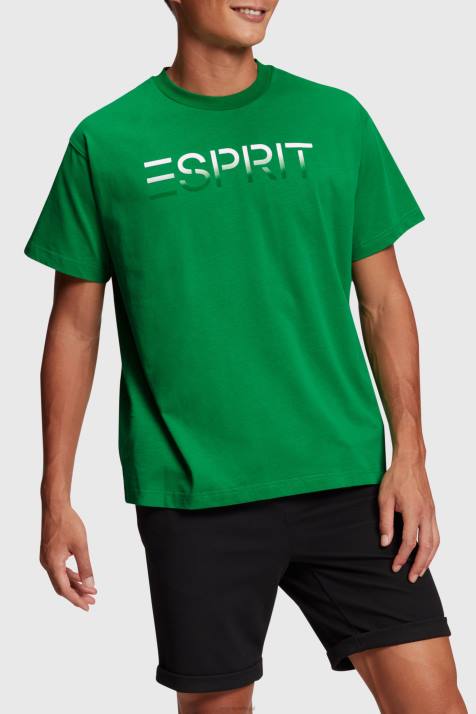 Camisetas verde homens Esprit camiseta com aplique de logo flocado no peito NBHL609