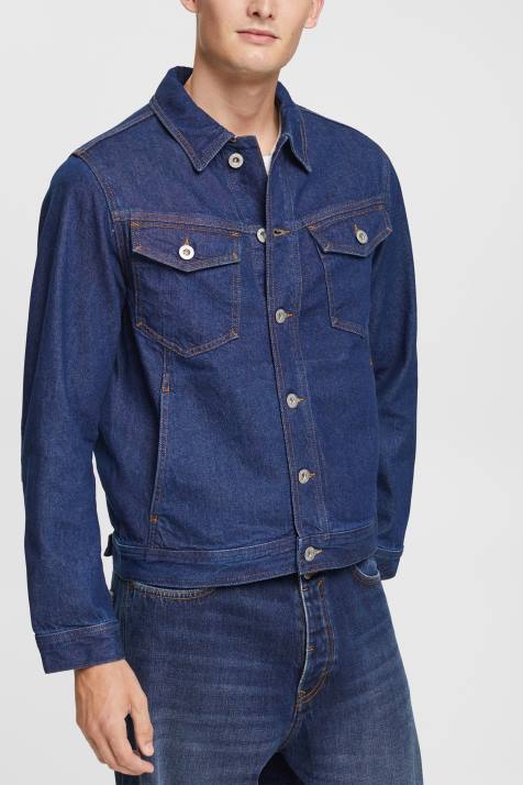 jaquetas lavagem azul escuro homens Esprit jaqueta jeans NBHL879