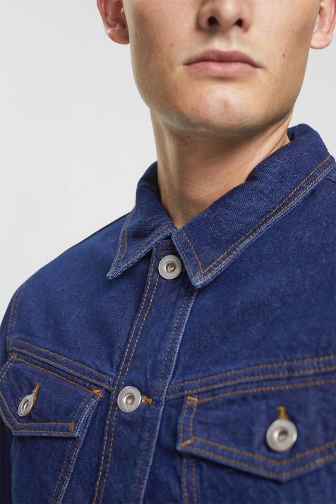 jaquetas lavagem azul escuro homens Esprit jaqueta jeans NBHL879