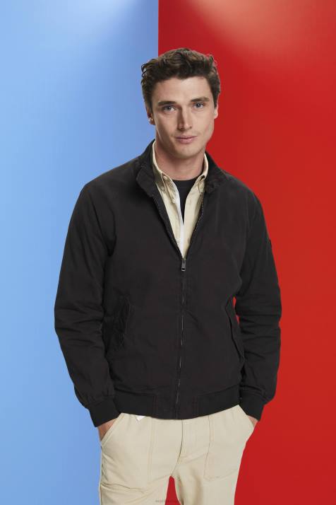 jaquetas preto homens Esprit jaqueta bomber com gola alta NBHL713