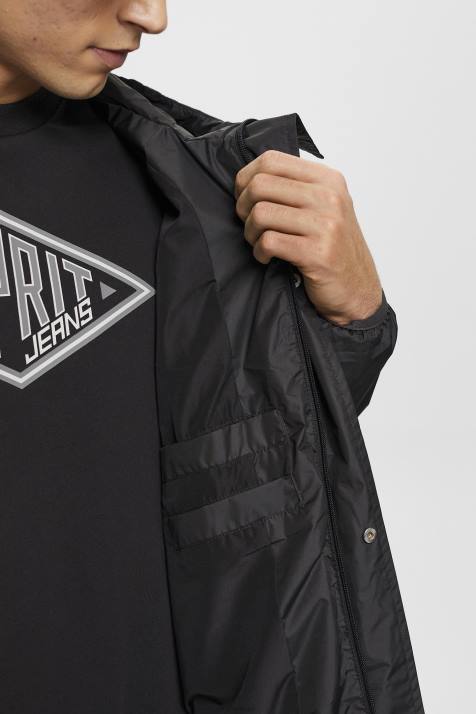 jaquetas preto homens Esprit jaqueta de chuva leve com capuz NBHL764