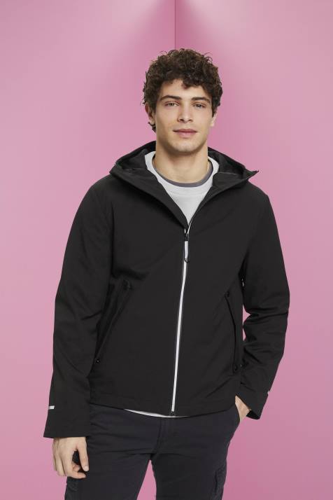 jaquetas preto homens Esprit jaqueta softshell com capuz NBHL728