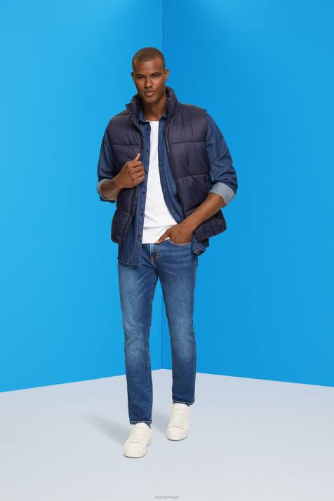 jeans lavagem média azul homens Esprit calça jeans slim fit, dual max NBHL829