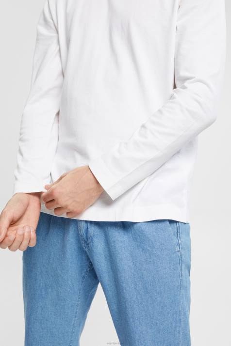 manga comprida branco homens Esprit blusa de manga comprida em jersey NBHL947