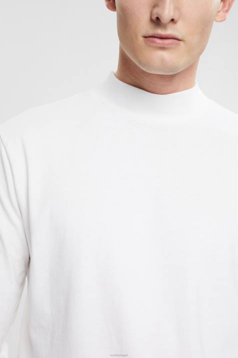 manga comprida branco homens Esprit top de manga comprida com gola alta NBHL943