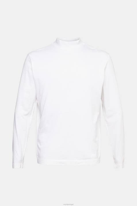 manga comprida branco homens Esprit top de manga comprida com gola alta NBHL943