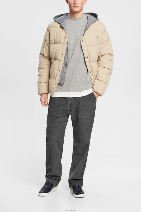 manga comprida cinza claro homens Esprit top manga longa canelado NBHL817