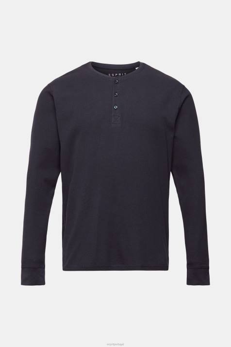 manga comprida marinha homens Esprit top waffle piquê manga longa, 100% algodão NBHL822