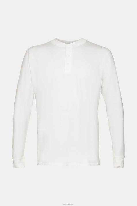 manga comprida off white homens Esprit top de manga comprida com botões NBHL771