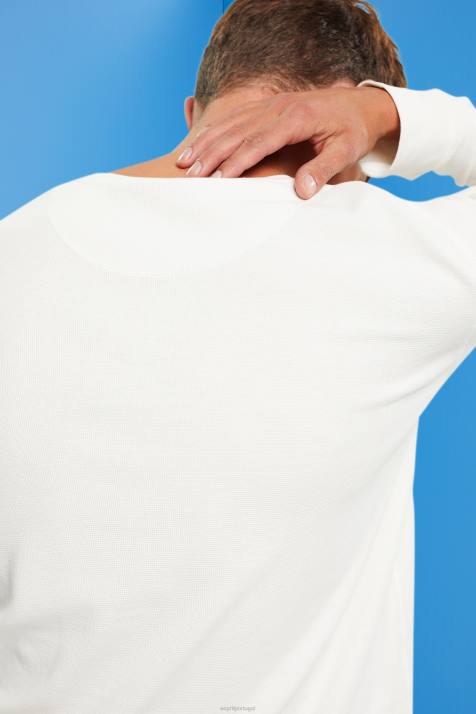 manga comprida off white homens Esprit top manga longa waffle piquê NBHL850