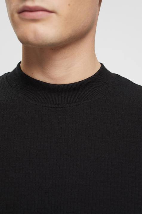 manga comprida preto homens Esprit top manga longa canelado NBHL818