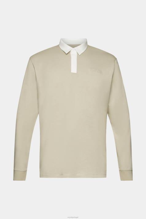 manga comprida verde empoeirado homens Esprit camisa de rugby com logotipo bordado NBHL720