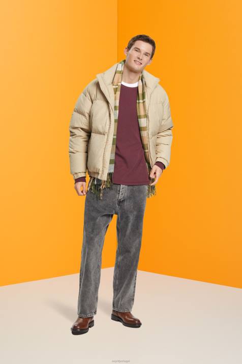 manga comprida vermelho bordeaux homens Esprit top manga longa waffle piquê NBHL825