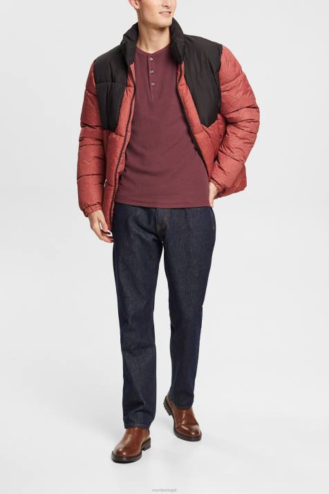 manga comprida vermelho bordeaux homens Esprit top waffle piquê manga longa, 100% algodão NBHL823