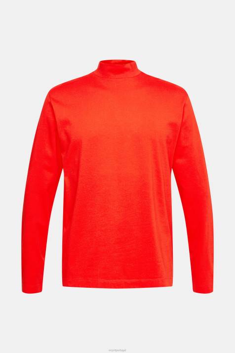 manga comprida vermelho homens Esprit top de manga comprida com gola alta NBHL944