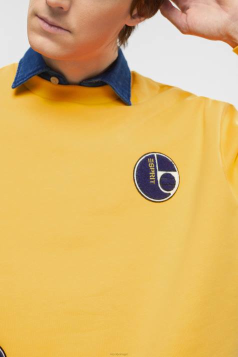 moletons e moletons amarelo homens Esprit moletom com patch do time do colégio NBHL810