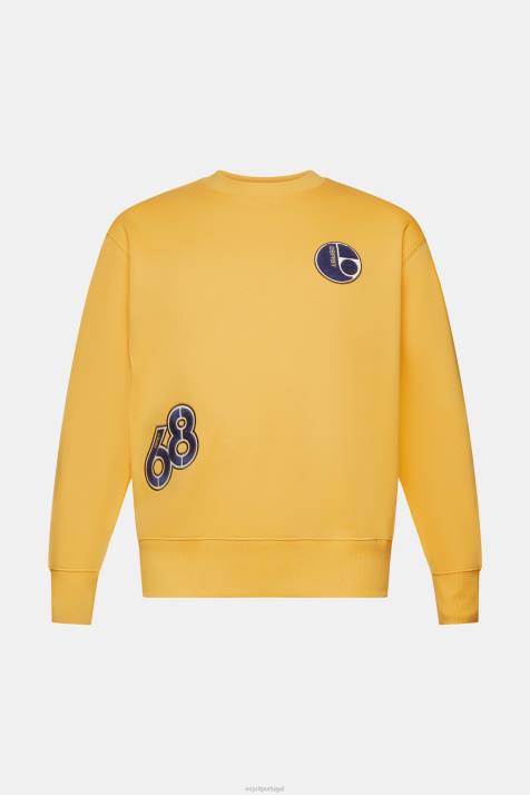 moletons e moletons amarelo homens Esprit moletom com patch do time do colégio NBHL810