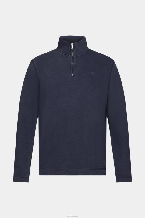 moletons e moletons marinha homens Esprit jumper troy com meio zíper NBHL620