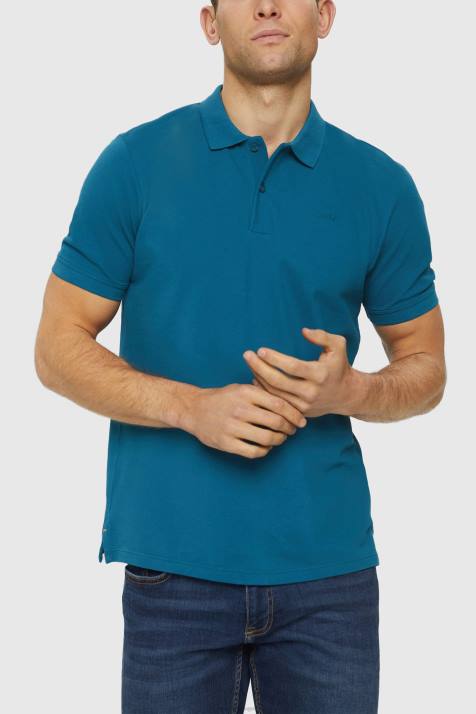 pólos azul gasolina homens Esprit camisa polo piquê algodão pima NBHL926