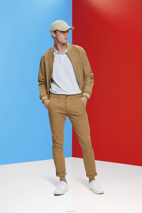 pólos azul pastel homens Esprit camisa polo em piquê de algodão lavado com pedras NBHL709