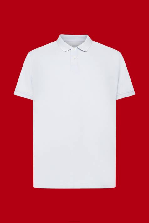 pólos azul pastel homens Esprit camisa polo em piquê de algodão lavado com pedras NBHL709