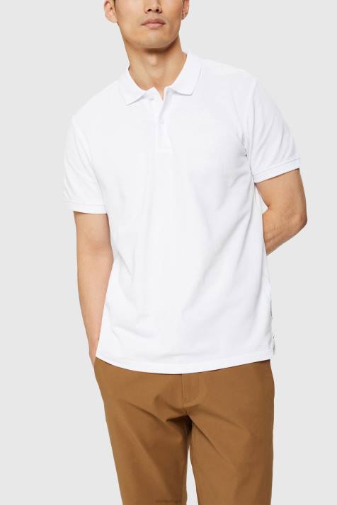 pólos branco homens Esprit camisa polo piquê algodão pima NBHL924