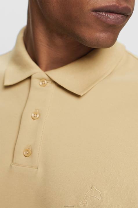 pólos cáqui claro homens Esprit camisa pólo de malha de algodão NBHL568