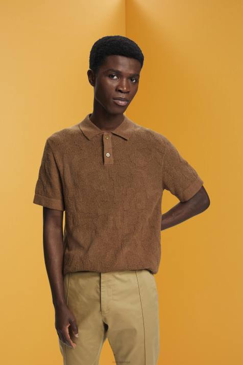 pólos cáqui claro homens Esprit camisa polo bouclé NBHL702