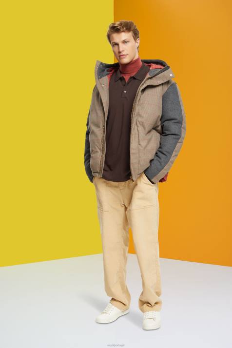 pólos marrom escuro homens Esprit camisa pólo piquê manga longa NBHL836