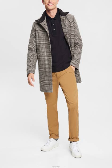 pólos preto homens Esprit camisa pólo manga longa NBHL819