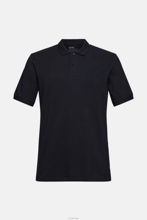 pólos preto homens Esprit camisa polo piquê algodão pima NBHL923