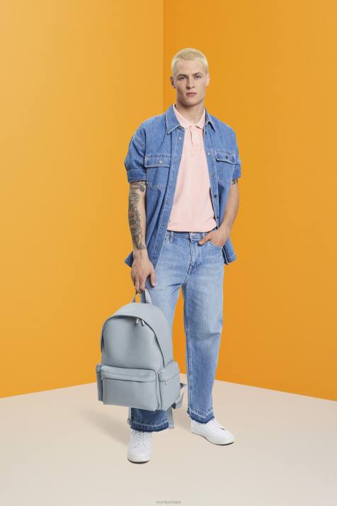 pólos rosa homens Esprit camisa polo em piquê de algodão lavado com pedras NBHL710